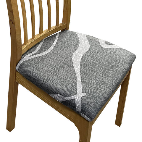 Chair Cover Grey Light Wave Linear Pattern Print Stretch Seat Slipcovers
