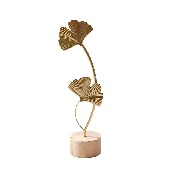 Nordic Style Iron Art Ginkgo Leaf Decoration Creative Home Living Room Entrance And Wine Cabinet Light Luxury Metal Crafts Sculptures & Figurines