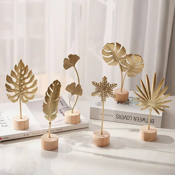 Nordic Style Iron Art Ginkgo Leaf Decoration Creative Home Living Room Entrance And Wine Cabinet Light Luxury Metal Crafts Sculptures & Figurines