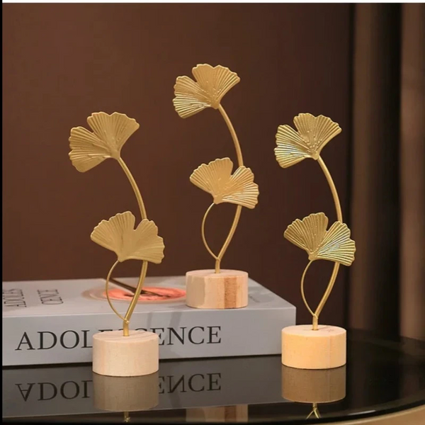 Nordic Style Iron Art Ginkgo Leaf Decoration Creative Home Living Room Entrance And Wine Cabinet Light Luxury Metal Crafts Sculptures & Figurines