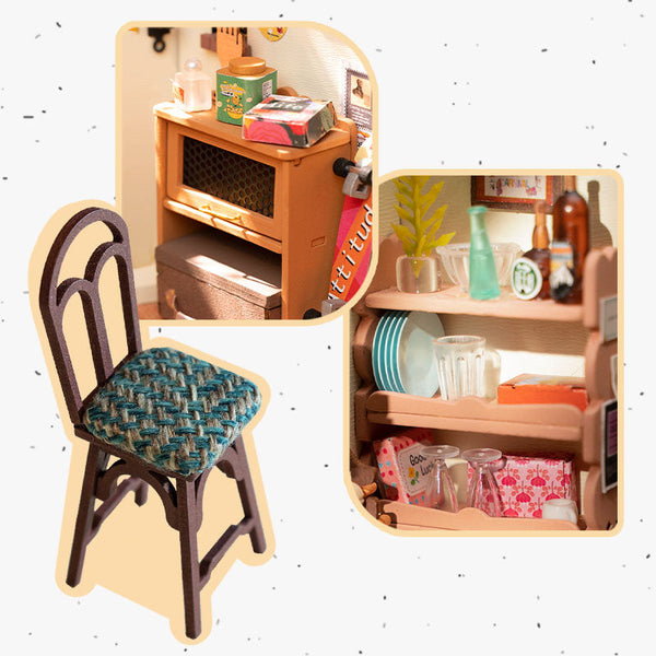 Rolife Happy Kitchen Dollhouse Minature House Diy Wooden Puzzle With Led Light Puzzles