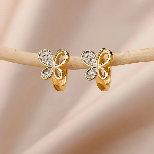 Veile Studios Stainless Steel Rabbit Heart Star Butterfly Women Gold Colour Hoop Earrings