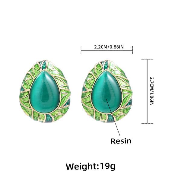 Veile Studios Alloy Oil Drop Green Waterdrop Studs Suitable For Women Earrings