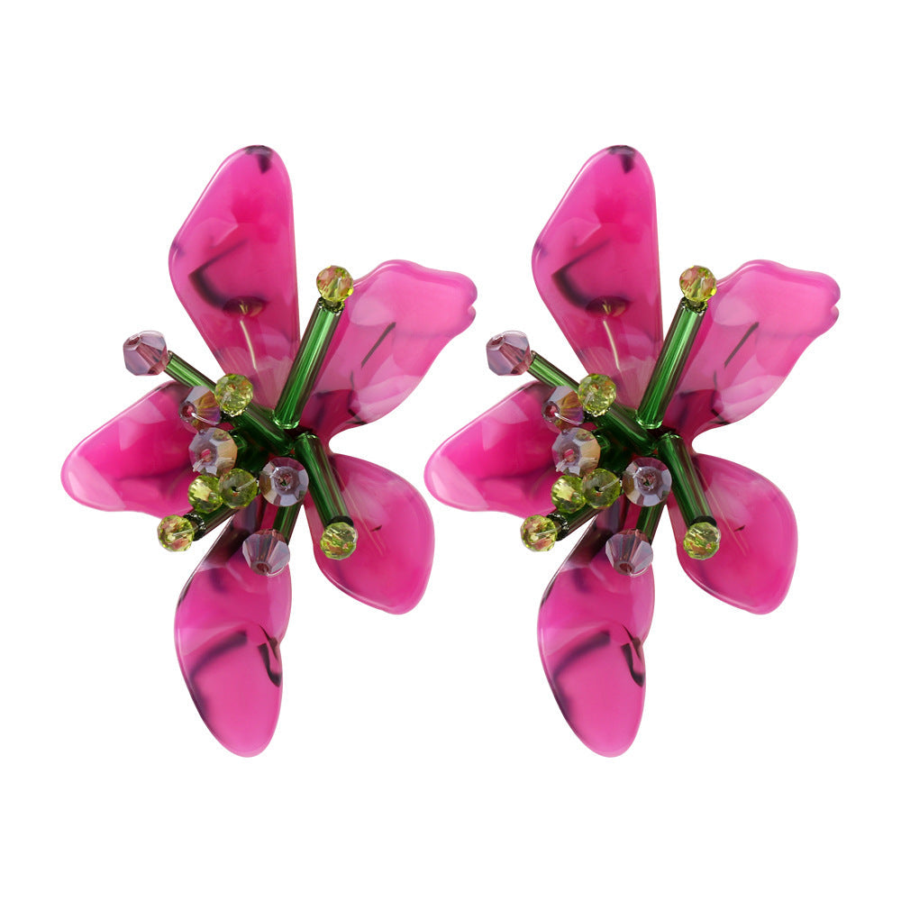 Veile Studios Acrylic Flower Retro Beach Style Trendy Womens Jewelry Accessories Earrings