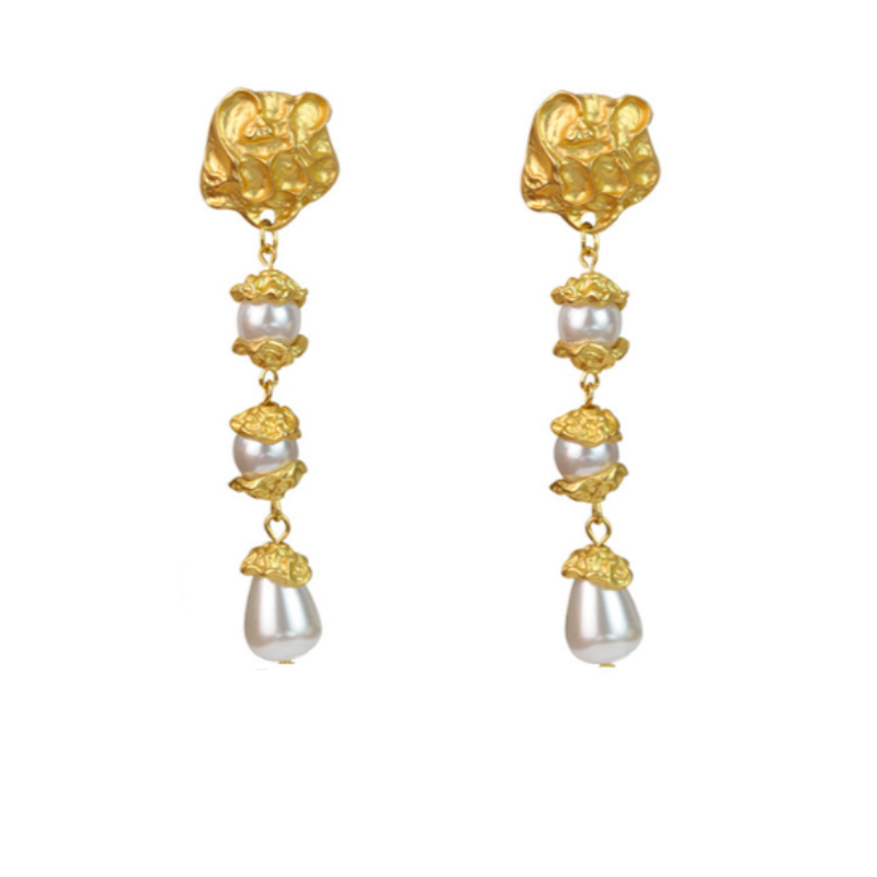 Veile Studios Floral Pearl Non Fading Alloy High End Design Trendy Accessories Earrings