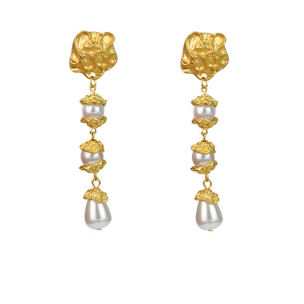 Veile Studios Floral Pearl Non Fading Alloy High End Design Trendy Accessories Earrings