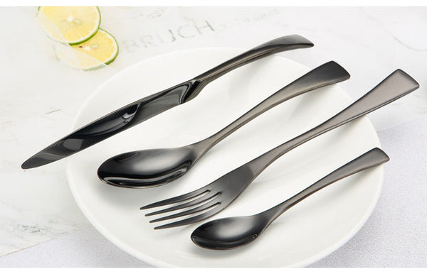 Portugal Titanium Black Stainless Steel Western Cutlery Set For Hotel And Restaurant Knife Fork Spoon Suite Factory Wholesale Cutlery Sets