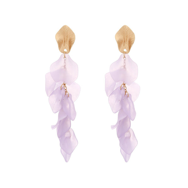 Veile Studios Seaside Bloom Acrylic Petal Tassel Long Style Drop For Women Jewelry Earrings