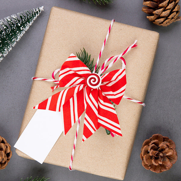 Christmas Bow Tree Ornament Red And White Stripe Candy Window Decoration Seasonal Decorations