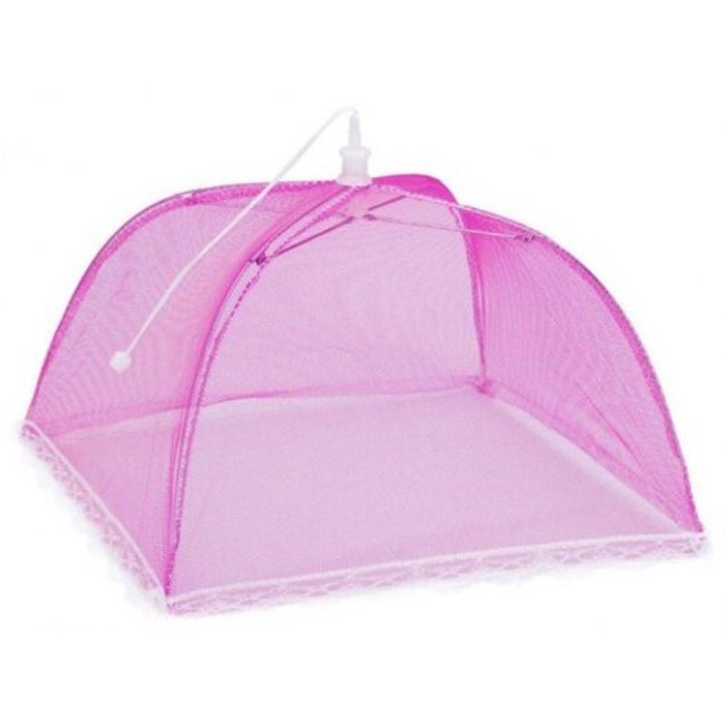 43Cm Home Folding Dish Cover Fine Mesh Large Anti Fly Family Food Net Covers Deep Pink Food Covers