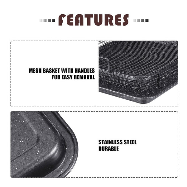 Black Non Stick Mesh Pan Oven Baking Grill Tray Basket Barbecue Accessories