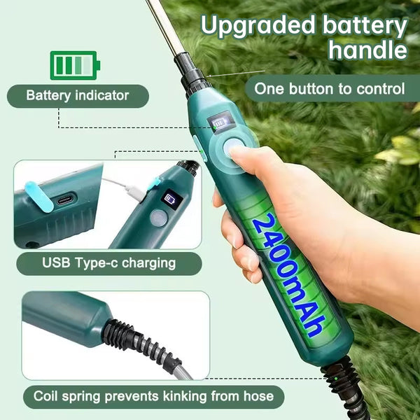 2400Mah Electric Sprayer. 3 Nozzles High Pressure For Garden Plant Watering Pressure Washer Parts