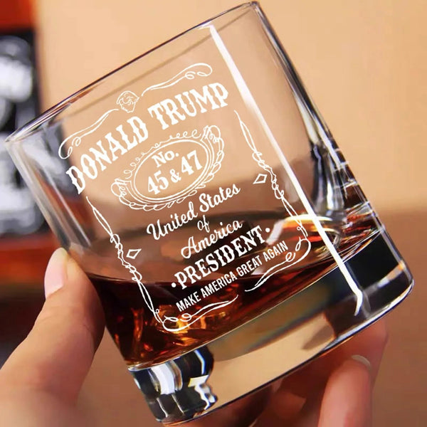 Transparent Whiskey Glass Round Straight Mouth Household Wine Beer Cup Bar Tumbler Kitchen Utensil Trump Print Wine & Champagne Glasses