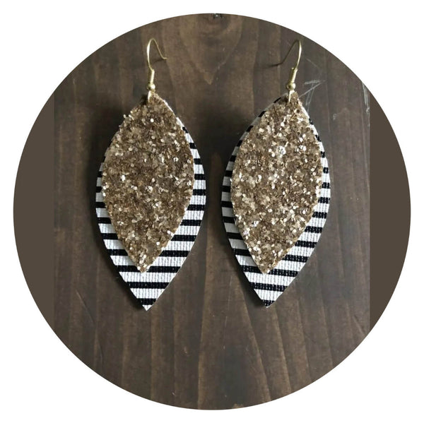 Pu Leather Leaf Dangle Earrings