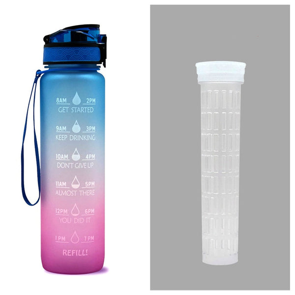 1 Litre Tritan Water Bottle With Time Marker For Sports And Fitness Activities Water Bottles
