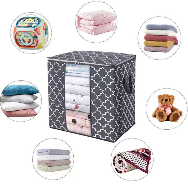 Non Woven Foldable Patterned Storage Bag With See Through Storage Bags