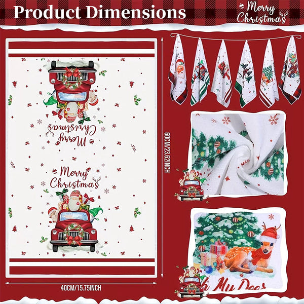 Christmas Kitchen Towels Cute Absorbent Dish Cloths For Holiday Decor & Cleaning Tea Towels & Dishcloths