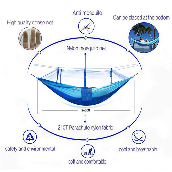 Double Person Hammock With Awning Mosquito Net Outdoor Camping Hammocks