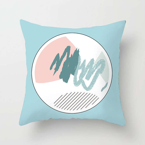 45 X 45Cm Abstract Cushion Cover Light Blue Round