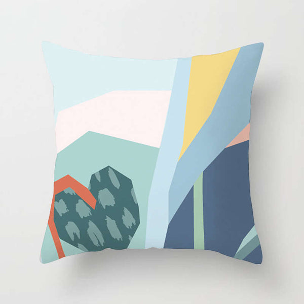 45 X 45Cm Abstract Cushion Cover For Decor Colour Block Design Yellow Orange Blue Red Coral White Cushions & Decorative Pillows