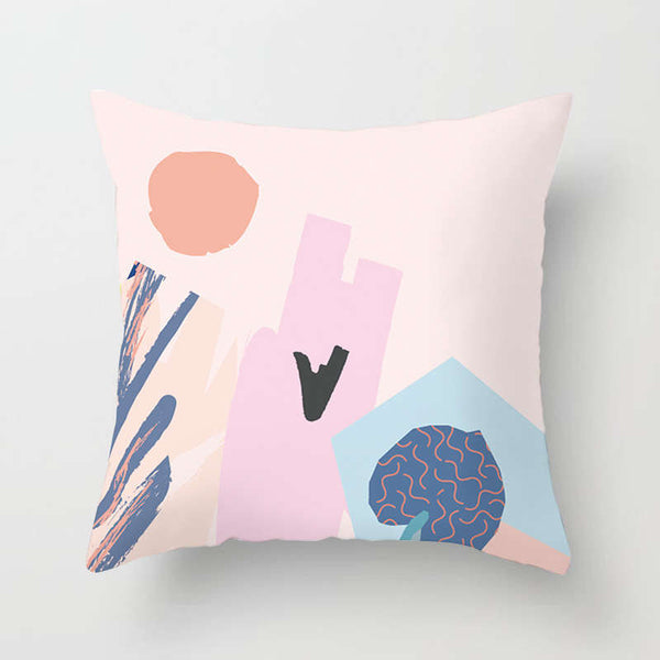 45 X 45Cm Abstract Cushion Cover Pink Blue Cushions & Decorative Pillows