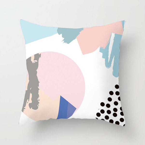 45 X 45Cm Abstract Cushion Cover Pink Circle And Blue
