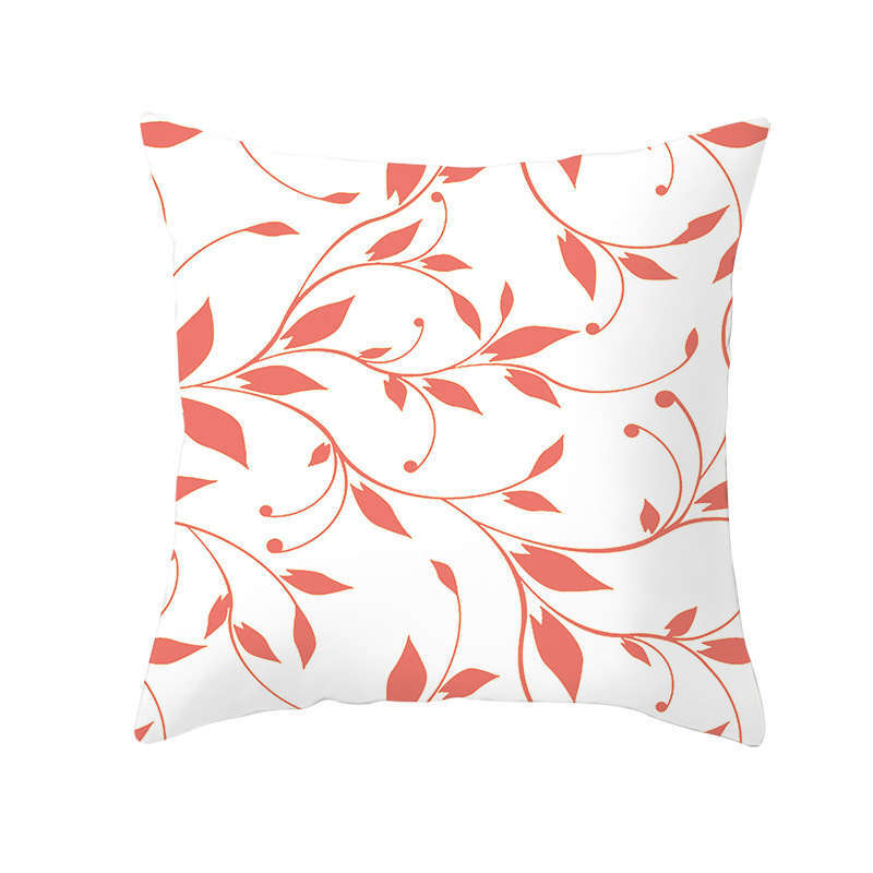 45 X 45Cm Coral Cushion Cover White Pink Leaves Cushions & Decorative Pillows