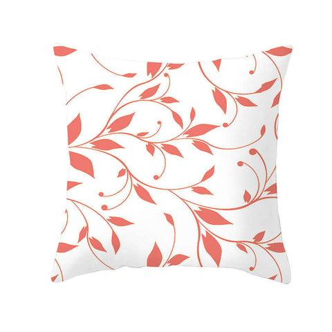 45 X 45Cm Coral Cushion Cover White Pink Leaves