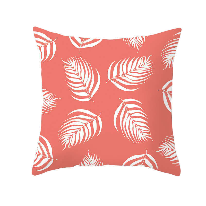 45 X 45Cm Coral Cushion Cover Palm Leaves Cushions & Decorative Pillows