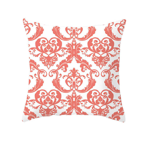 45 X 45Cm Coral Cushion Cover Greek Pattern In White