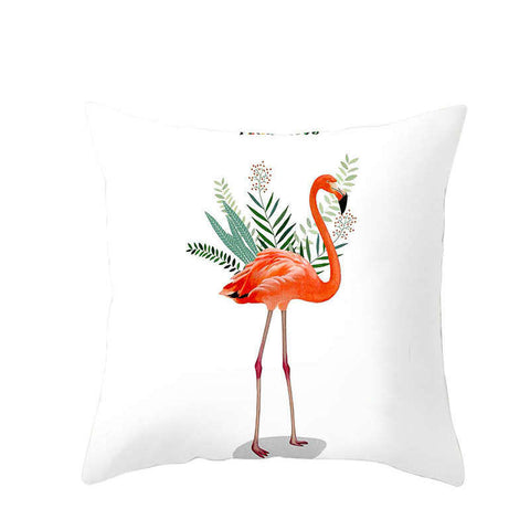45 X 45Cm Flamingo Cushion Cover With Fern Leaves