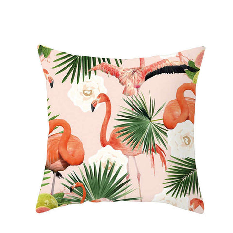 45 X 45Cm Flamingo Cushion Cover And Leaves