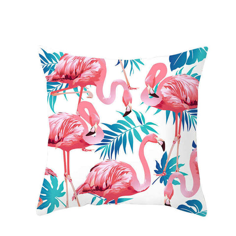 45 X 45Cm Flamingo Cushion Cover With Blue Leaves Cushions & Decorative Pillows