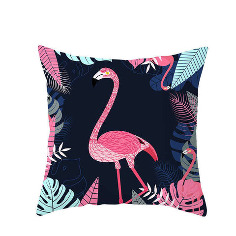 45 X 45Cm Flamingo Cushion Cover With Tropical Leaves