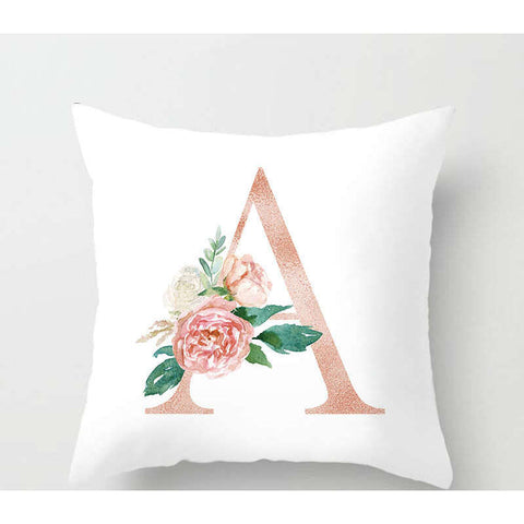 45 X 45Cm Letter Cushion Cover Pink A With Flower