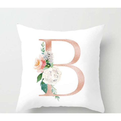 45 X 45Cm Letter Cushion Cover Pink B With Flower