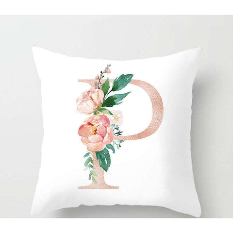 45 X 45Cm Letter Cushion Cover Rose Gold P With Flower