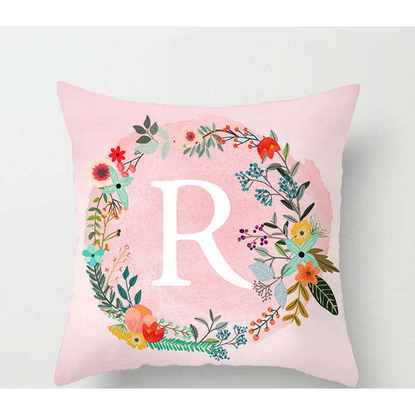 45 X 45Cm Letter Cushion Cover Wreath R Cushions & Decorative Pillows