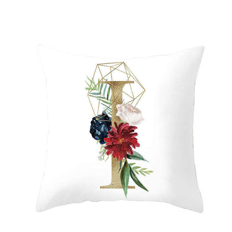 45 X 45Cm Letter Cushion Cover Golden I With Flowers