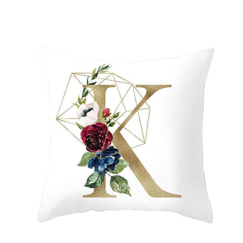 45 X 45Cm Letter Cushion Cover Gold K With Flower Cushions & Decorative Pillows