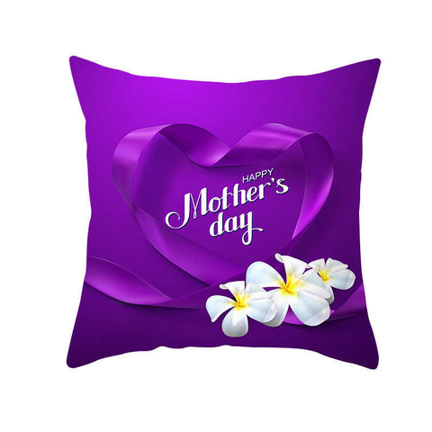 45 X 45Cm Mother's Day Cushion Cover Purple With White Flowers Cushions & Decorative Pillows
