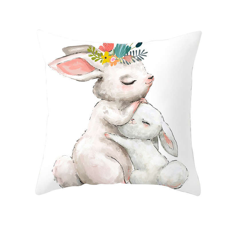 45 X 45Cm Mother's Day Cushion Cover Hugging Bunnies Cushions & Decorative Pillows