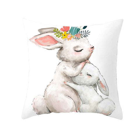 45 X 45Cm Mother's Day Cushion Cover Hugging Bunnies Cushions & Decorative Pillows
