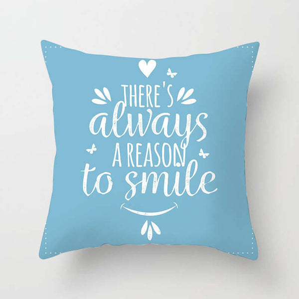 45 X 45Cm Letter Cushion There's Always Reason To Smile Blue White Cover Cushions & Decorative Pillows