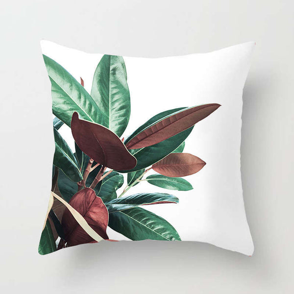 45 X 45Cm Stylish Green Brown Leaves Cushion Cover Cushions & Decorative Pillows