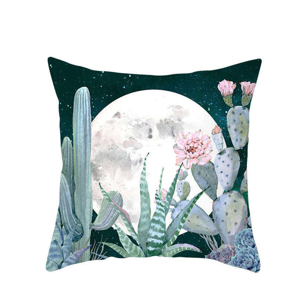 45 X 45Cm Stylish Green Brown Leaves Cushion Cover Cushions & Decorative Pillows