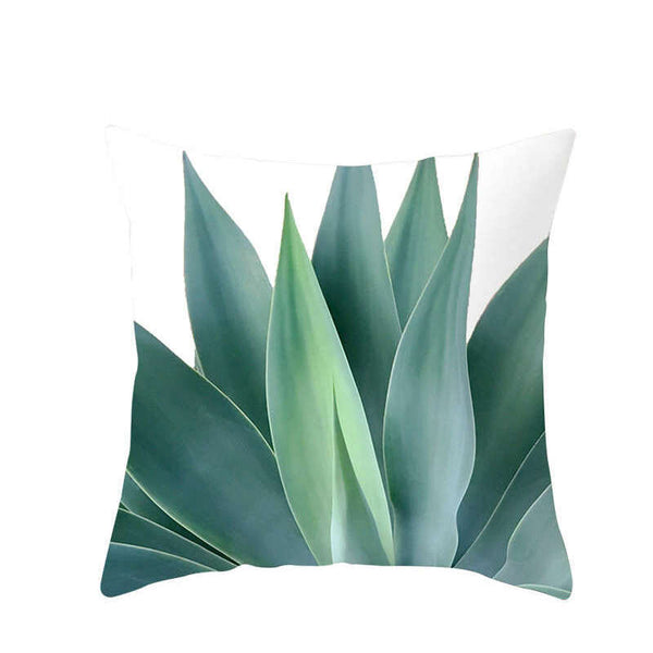 45 X 45Cm Stylish Tropical Green Brown Leaves Cushion Cover