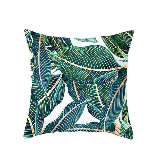 45 X 45Cm Stylish Green Brown Leaves Cushion Cover Cushions & Decorative Pillows