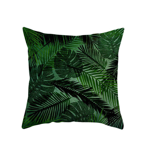 45 X 45Cm Stylish Green Brown Leaves Cushion Cover Cushions & Decorative Pillows