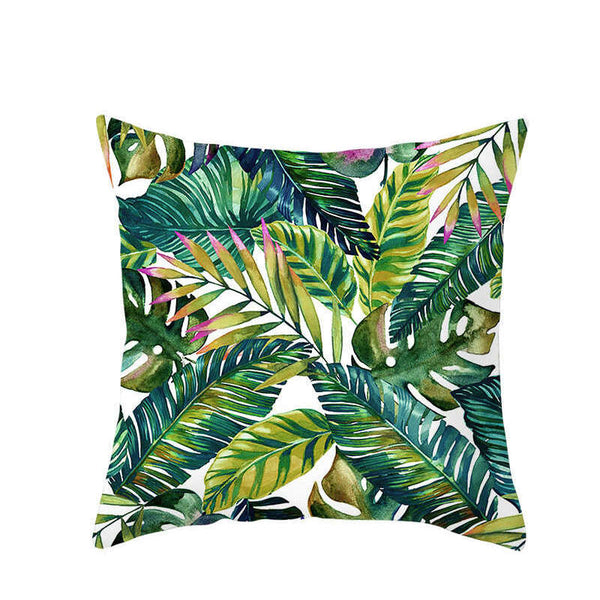 45 X 45Cm Stylish Green Brown Leaves Cushion Cover Cushions & Decorative Pillows